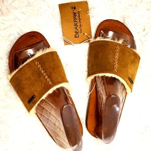 🆕️ Bearpaw Bettina Suede Leather & Wool Slides Sz 7 NWT